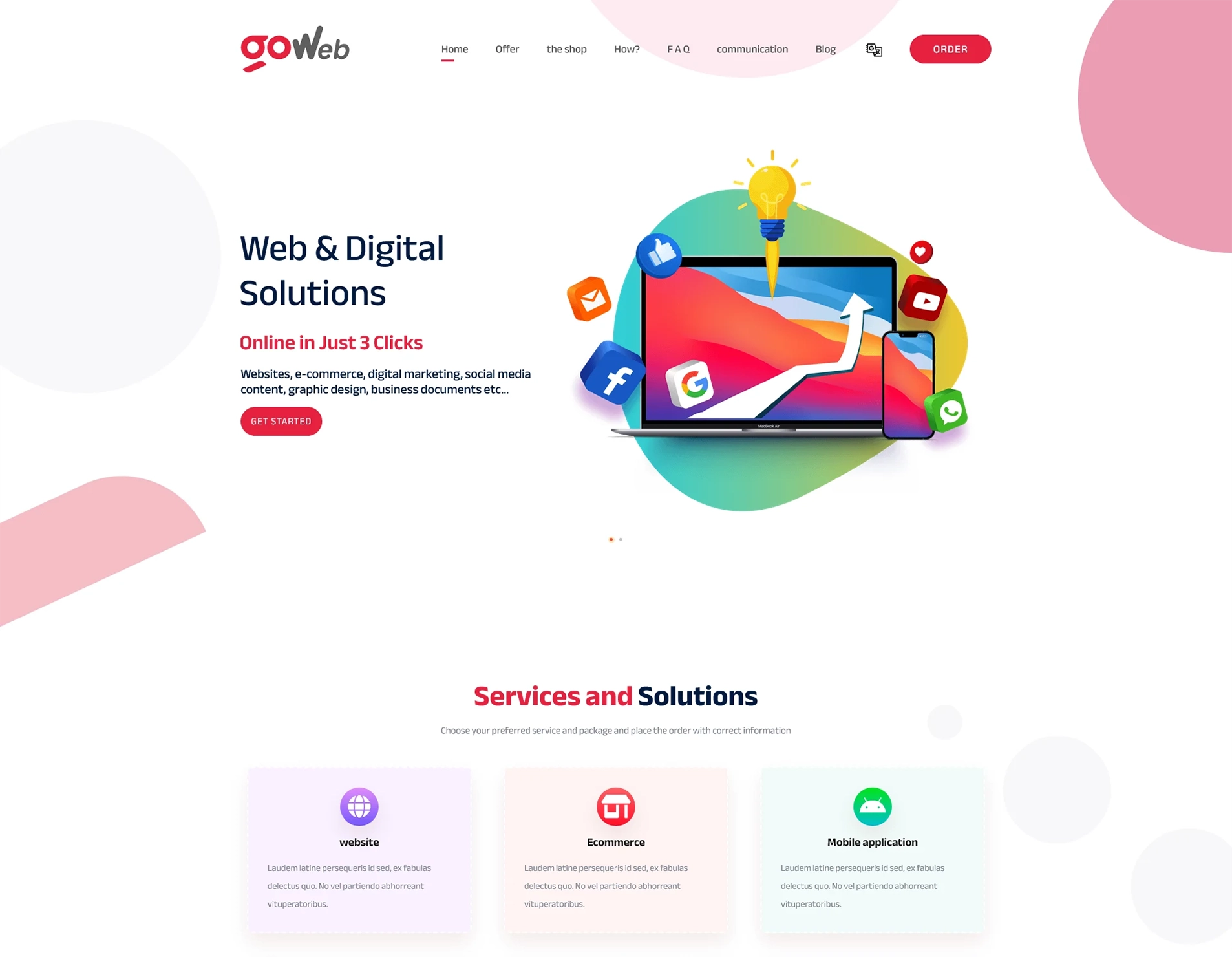 Unique Agency Landing Page Design for GoWeb