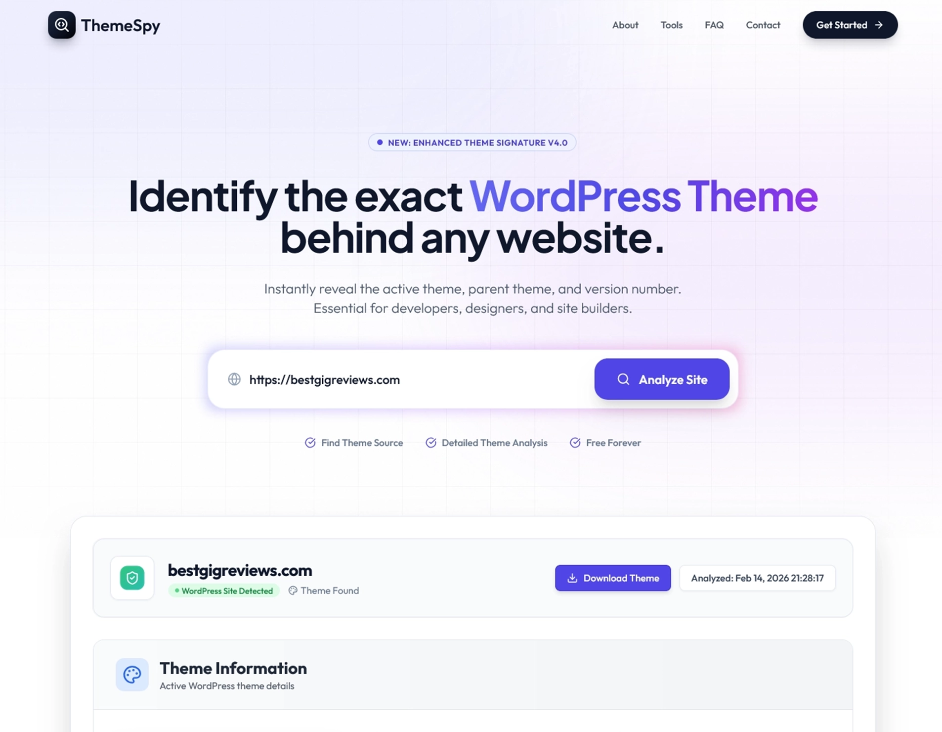 ThemeSpy - Professional WordPress Theme Detector and Architecture Analyzer