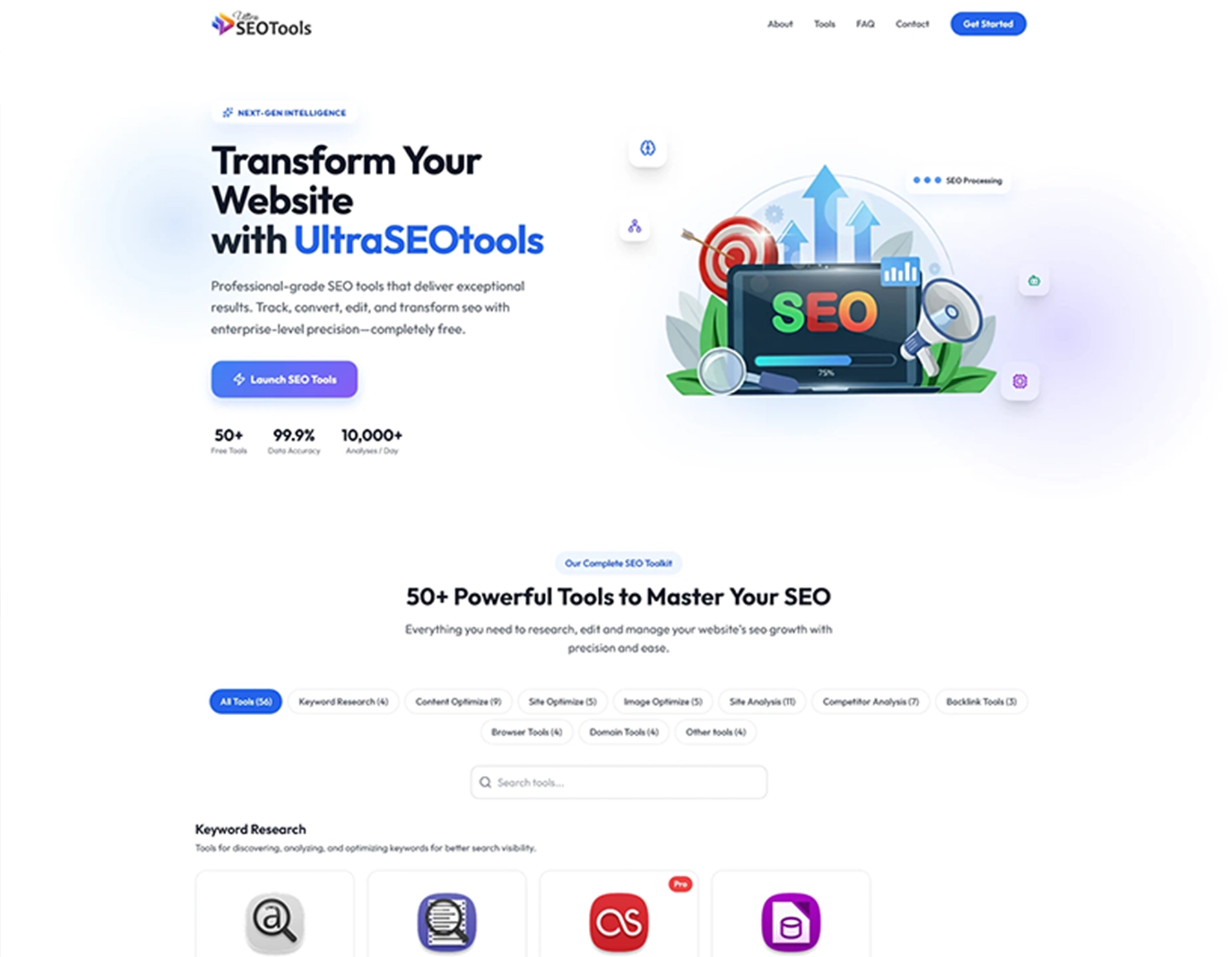 UltraSEO SaaS Platform - 50 Plus Professional SEO Tools